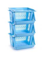 MAXHOME-Verdulero apilable Modelo PLFT Color Blanco 3 cestas, 62 x 38 x 29 cm. Cestas portaobjetos apliables, estantes Multiusos para organizar los Espacios domésticos - details 5