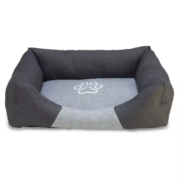 Cama cuadrada Negra y Gris con Huella 60x50x18cm - 1