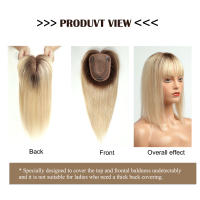 Peluca De Extensiones De Cabello Humano Remy Ombre Marrón Rubia Con Franja Base De Seda Piezas De Clip Para Mujeres Peluca De Topper De Cabello - details 15