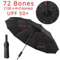 Paraguas Automático Resistente Al Viento Y Sol Con Protección UV Grande Plegable Para Hombres Y Mujeres Paraguas De Lluvia Con 72 Costillas - details 0
