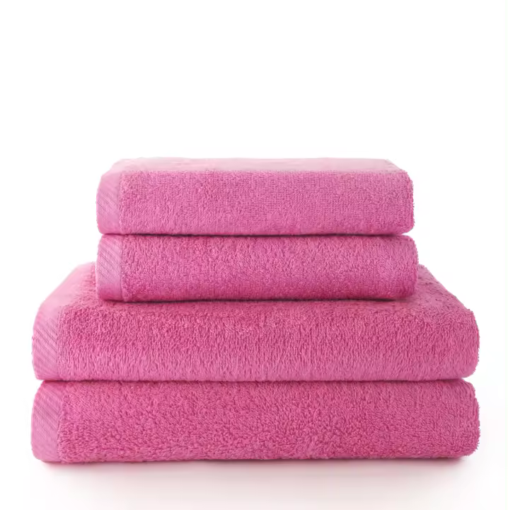 QUALITY TOWELS. Pack TOALLAS color FRESA. Fabricadas en algodón cardado de 420 grs/m2. Packs de diferentes tamaños. Muy suaves y absorbentes. - 1