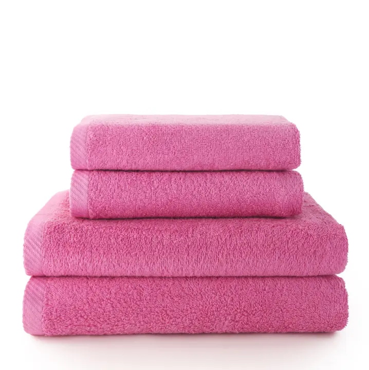 QUALITY TOWELS. Pack TOALLAS color FRESA. Fabricadas en algodón cardado de 420 grs/m2. Packs de diferentes tamaños. Muy suaves y absorbentes. - 1