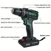 45Nm Taladro de impacto inalámbrico, 21V destornillador eléctrico, 1800RPM taladro percutor eléctrico, Mini taladro manual inalámbrico, herramientas eléctricas con batería de iones de litio - details 3
