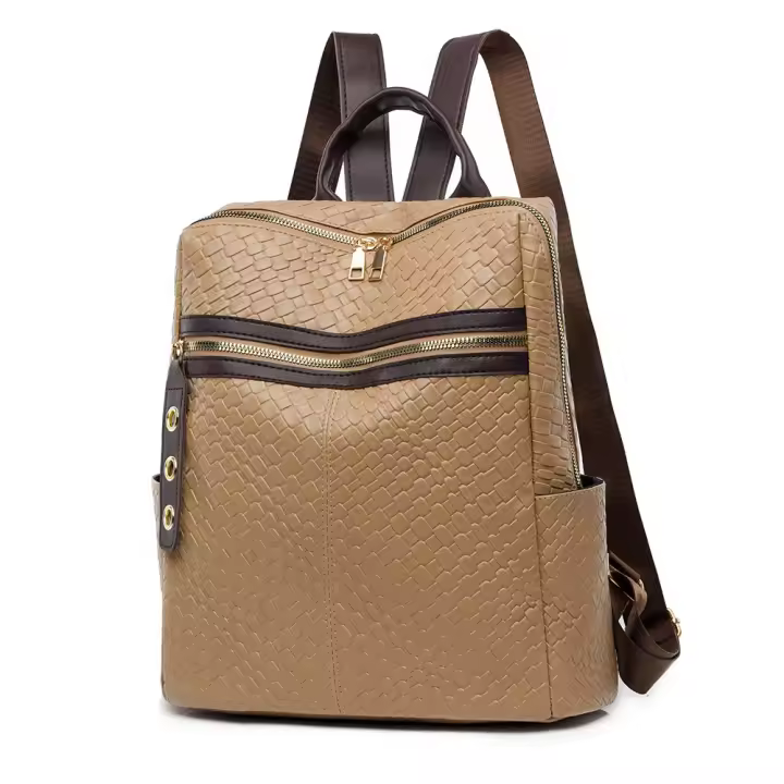 Mochila de nuevo estilo para mujer, moderna y versátil, mochila antirrobo retro, mochila de viaje de PU de gran capacidad. - 1