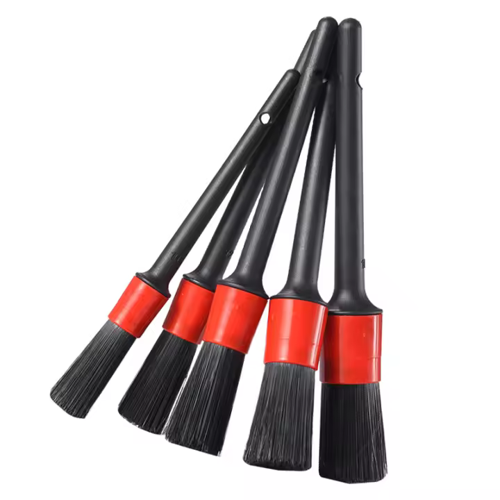 Kit De 5 Brochas Suaves Para Limpieza De Coche Herramientas De Detallado Automotriz Para Limpieza Interior Y Rines De Llantas Set De Brochas De Plástico - 1