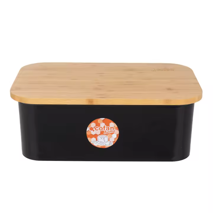 Cofan Panera con tapa de bambú | Tapa y tabla de corte | Color: blanco, negro o verde con madera | Gran capacidad de 6,5 l | Diseño minimalista | Conserva el pan fresco y Organizar tu cocina | Diseño Minimalista para todo tipo de Cocinas - 1