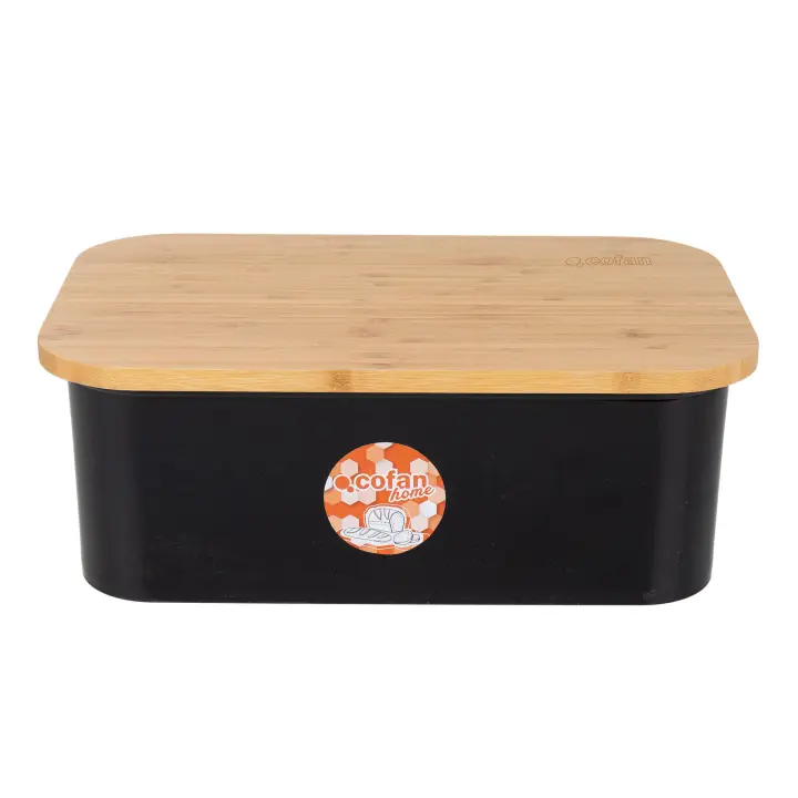 Cofan Panera con tapa de bambú | Tapa y tabla de corte | Color: blanco, negro o verde con madera | Gran capacidad de 6,5 l | Diseño minimalista | Conserva el pan fresco y Organizar tu cocina | Diseño Minimalista para todo tipo de Cocinas - 1