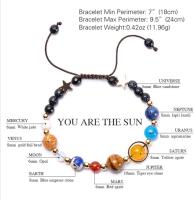 Pulsera Planeta Sistema Solar Universo Galaxia Pulsera Hecha A Mano Pulsera De Cuentas De Piedra Natural Cuerda Ajustable Regalos De Astronomía Brazalete - details 1