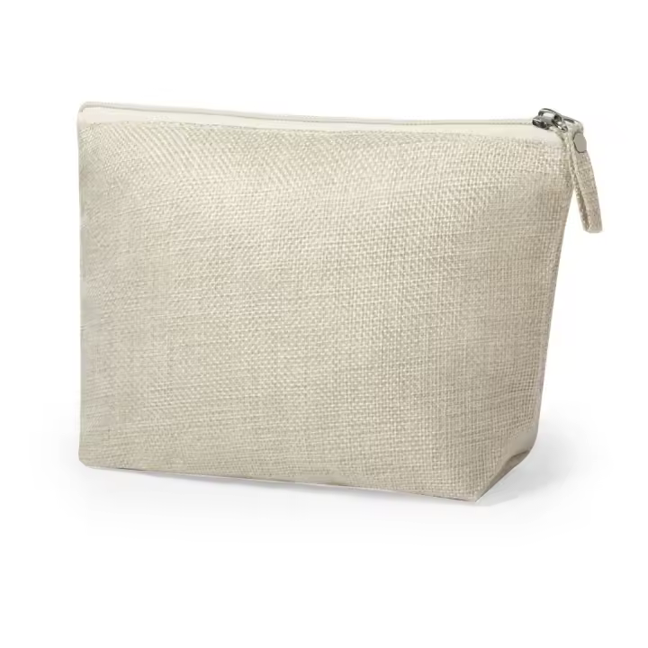 Neceser de mujer con cremallera, fabricado en yute suave, de 22x14cm - 1