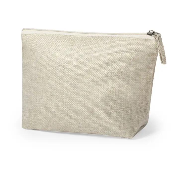 Neceser de mujer con cremallera, fabricado en yute suave, de 22x14cm - 1