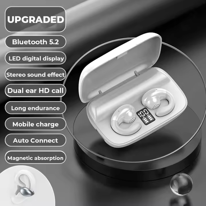 Auriculares inalámbricos de conducción ósea, audífonos con Bluetooth, Clip PARA LA Oreja con Micrófono, HiFi Estéreo, resistente al agua - 1