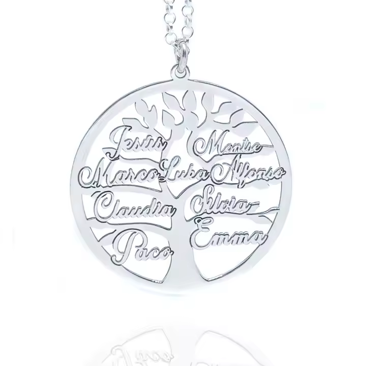 Collar árbol de la Vida Personalizado RINCON DEL ARTESANO HECHO A MANO MALAGA en Plata de Ley 925/1000 - Regalo Día de la Madre - 1