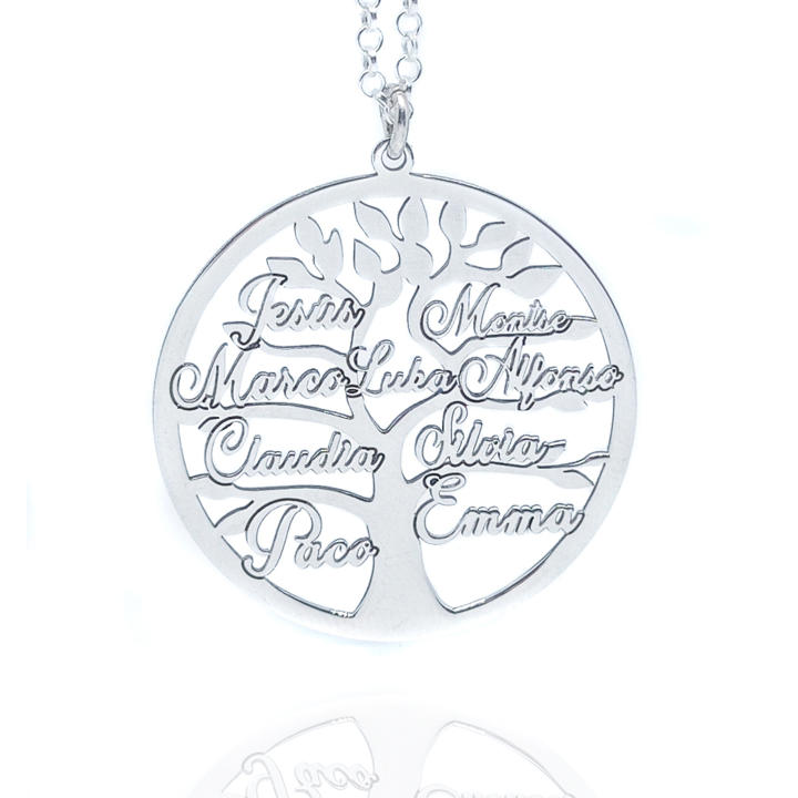 Collar árbol de la Vida Personalizado RINCON DEL ARTESANO HECHO A MANO MALAGA en Plata de Ley 925/1000 - Regalo Día de la Madre
