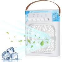 Ventilador USB-C de Mesa con Nebulizador de Agua y Difusor de Aromas, 3 Velocidades, Temporizador, 7 Colores LED, Silencioso y Portátil para Casa, Oficina, Camping y Viajes – Diseño Compacto y Fácil de Usar - details 0