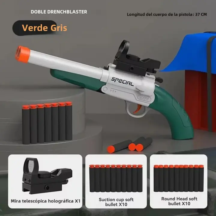 Pistola De Tiro Manual Doble Calibre S686 Juguetes De Armas De Fuego Seguras Para Niños Con Bala Suave Y Dardo De Espuma Material De Plástico Para Juegos De Niños Y Adolescentes - 1