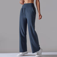 Pantalones Rectos De Pierna Ancha Para Mujer Casual Pantalones De Oficina Cintura Alta Holgados Para Danza Leggings Sin Costuras De Nylon - details 10
