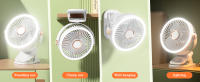 Ventilador portátil Pequeño con Para escritorio Clip, recargable, regulable 720 ° con Luces LED, funciona con Pilas, mini ventilador personal USB para Carro de golf, oficina, exteriores, camping, color Blanco. - details 3
