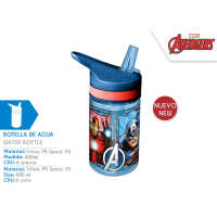 Marvel - Botella cantimplora 400ml con pajita integrada para niños, ideal para colegio y parque, diseño Avengers resistente y fácil de limpiar - details 3