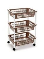 MAXHOME-Carrito verdulero Modelo PLFT de plástico con 3 Niveles y Ruedas, cestas apilables portaobjetos, Frutas, Verduras, Cocina, baño ( 61 x 40 x 30 cm) - details 1