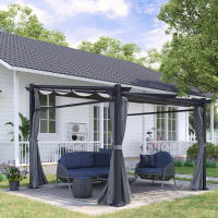 Pérgola 2.97X2.95 M, Cenador estanco con Toldo, Paneles laterales, Techo Terraza, Fibra de poliéster, Gris Oscuro - details 1