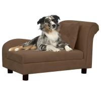 vidaXL Sofá para perros con almohada felpa 83x44x44 cm en color Gris oscuro/Gris/Marrón - details 2