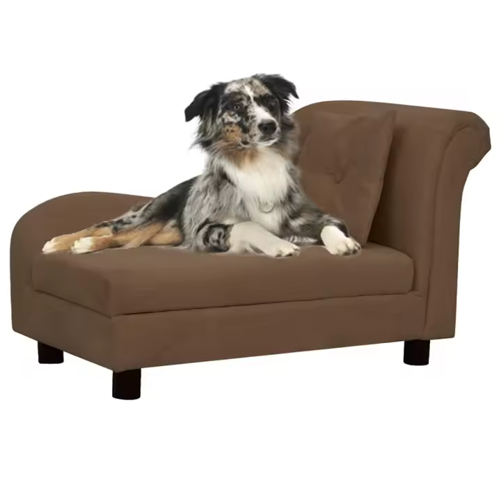 vidaXL Sofá para perros con almohada felpa 83x44x44 cm en color Gris oscuro/Gris/Marrón - 1