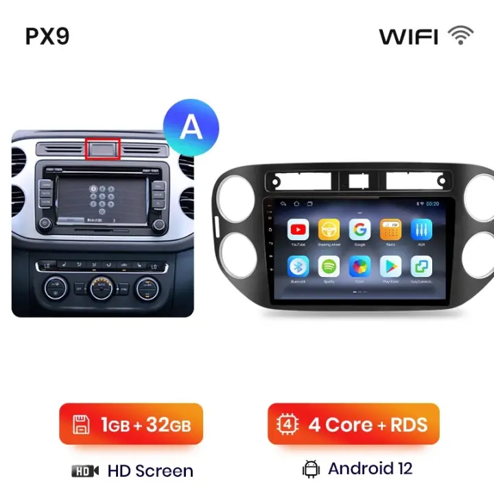 AWESAFE inalámbrico CarPlay Android Auto Radio para VW Volkswagen Tiguan 1 NF 2008 2009 2010 2011 2012 2013 2014 2015 2016 coche reproductor multimedia GPS 2 din autoradio volante controles RDS Bluetooth - 1