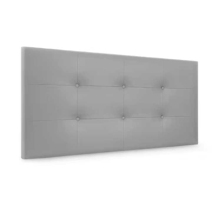 DHOME Cabecero Capitone Tapizado Polipiel o Tela Acualine con 8cm de Grosor Cabezales de Cama Acolchado Capitoné Cabeceros de Cama (Gris Claro Polipiel) - 1