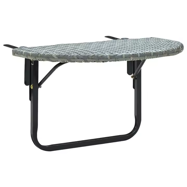 Mesa de Jardín de trinquete sintético gris 60x60x40 cm - 1