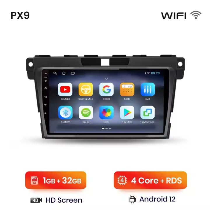 AWESAFE inalámbrico CarPlay Android Auto Radio para Mazda CX7 2008 2009 2010 2011 2012 2013 2014 2015 coche reproductor multimedia GPS 2 din autoradio volante controles RDS Bluetooth - 1