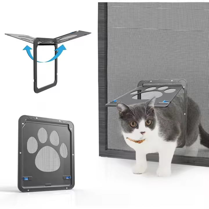Flap Cat Flap para mosqutero Dog Cat Flaps de instalación con cerradura puerta para mascotas (29cm x 24cm) - 1