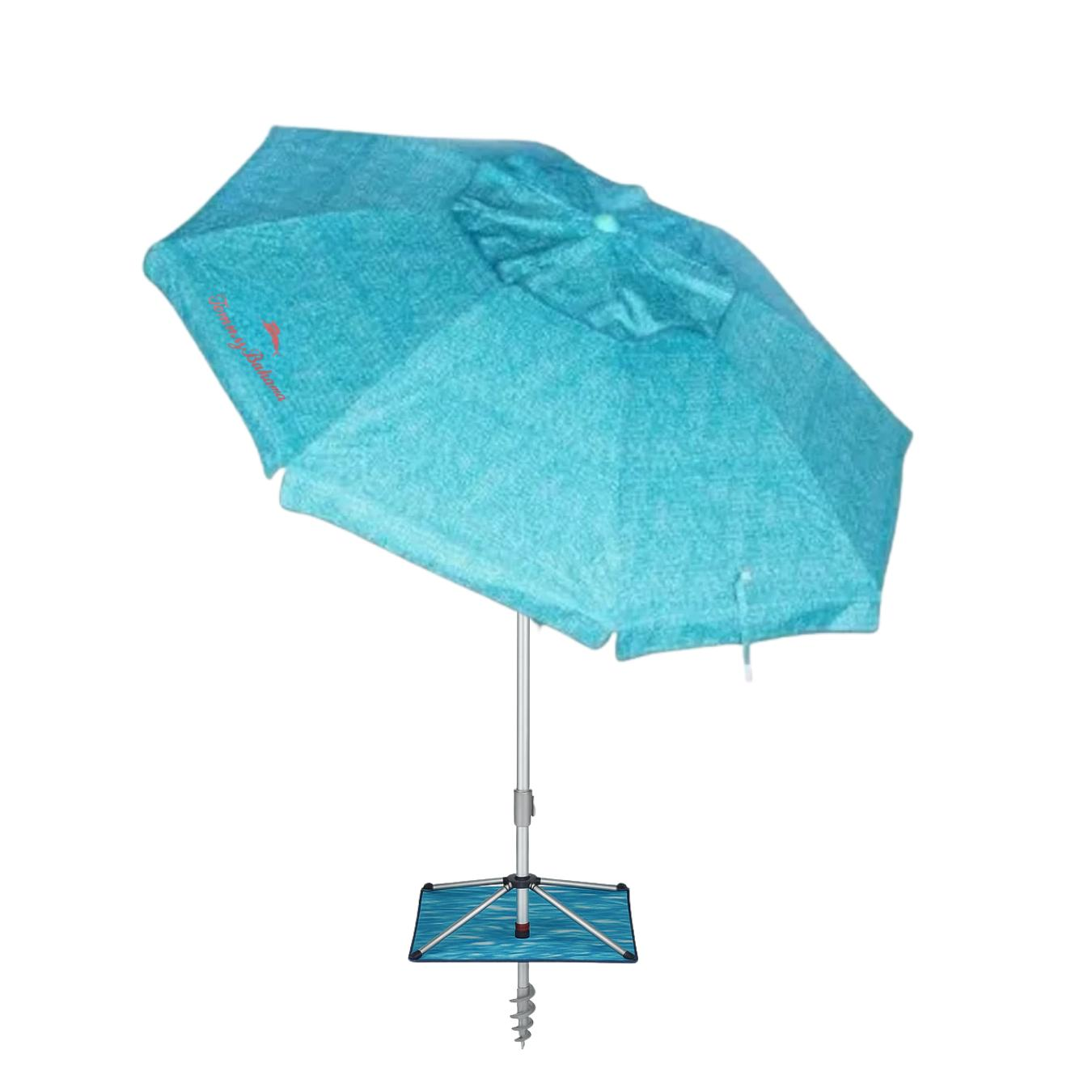 Sombrilla de Playa Tommy Bahama Azul Modelo 2025 - 2,28m con Anclaje ANCHORX™ – UPF50+, Resistente al Viento, Inclinable y con Bolsa de Transporte