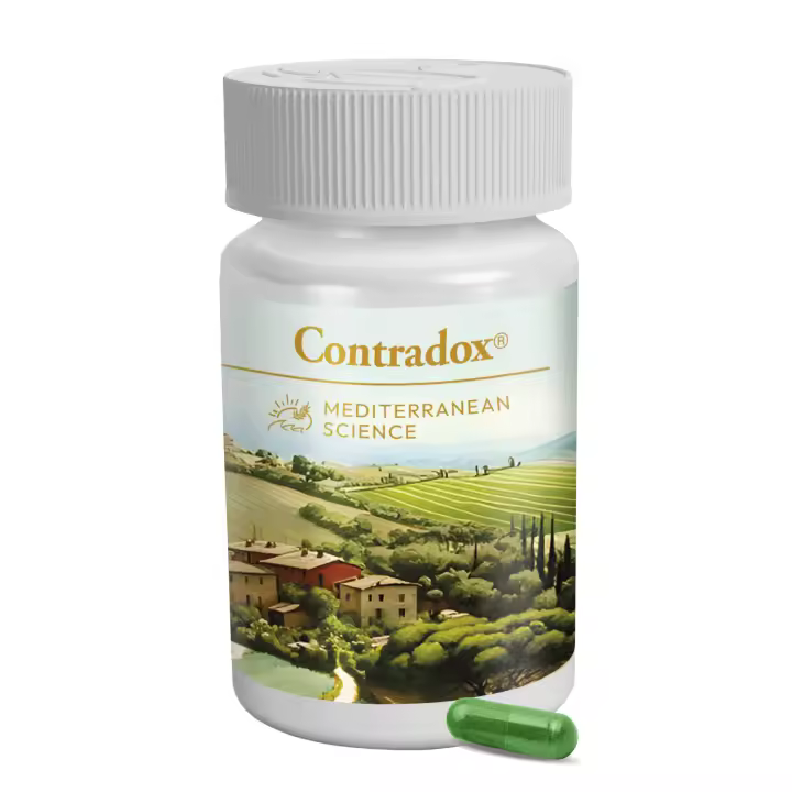 CONTRADOX® Potencia Antioxidante Natural  Inspirado en la Dieta Mediterránea  MultiExtracto Premium con Ajo, Hinojo, Olivo, Uva, Cilantro, Granada y Vitaminas C, D, E  60 Cápsulas para Refuerzo Inmunitario y Salud Cardiovascular - 1