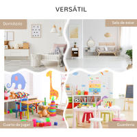 HOMCOM Estantería Infantil de Madera con 3 Compartimentos 2 Cubos y Cajón Móvil con 4 Ruedas Librería Infantil para Habitación de Niños Sala de Juegos 60x29,9x90 cm - details 6
