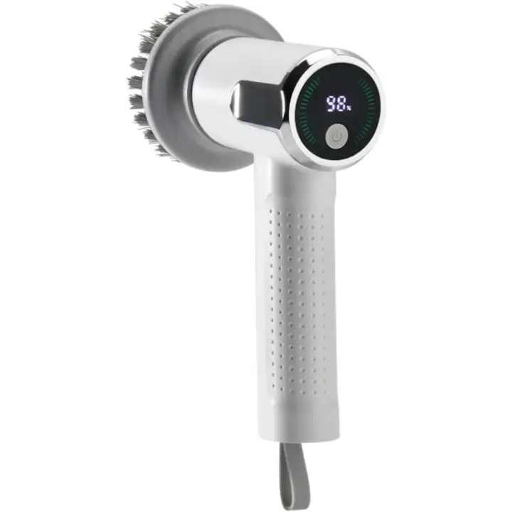 Cepillo giratorio eléctrico inalámbrico con cabezales de cepillo intercambiables, potente limpiador de mano para baño y cocina - 1