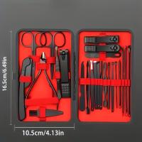 Kit Profesional De Tijeras Para Uñas 7-24 Piezas Negro Ultra Afiladas Para Uñas De Los Dedos Y Los Pies Para Hombres Y Mujeres Pedicura Fuerte - details 3