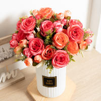 Bouquet De Rosas Artificiales De Seda Para Decoración De Hogar Y Fiestas Falsas Flores Para Vaso Exterior Decoración De Otoño Para Boda Y Holiday - details 1