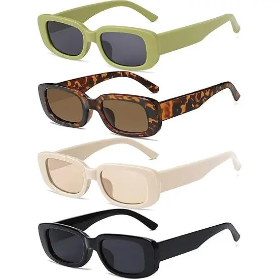 4 gafas de sol retro vintage, pequeñas, cuadradas y rectangulares, de los años 90, modernas, estilo Y2K, para mujer, accesorios estéticos. - 1