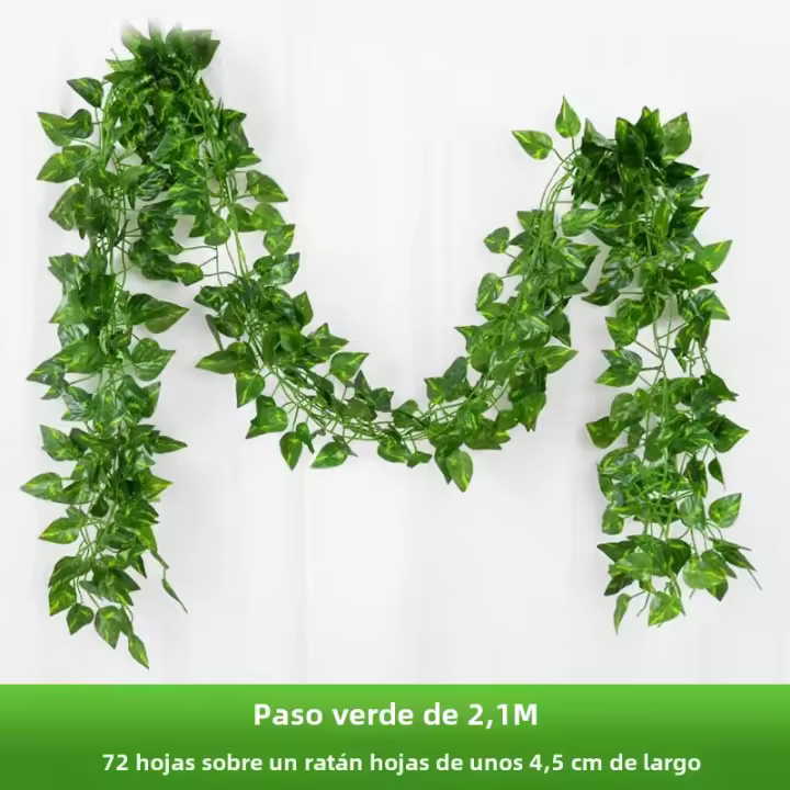 Guirnalda De Hojas De Iva Artificial De 2.1M En Seda Para Decoración De Hogar Jardín Boda Fiesta DIY Hojas Falsas De Vínculo Colgante - 1