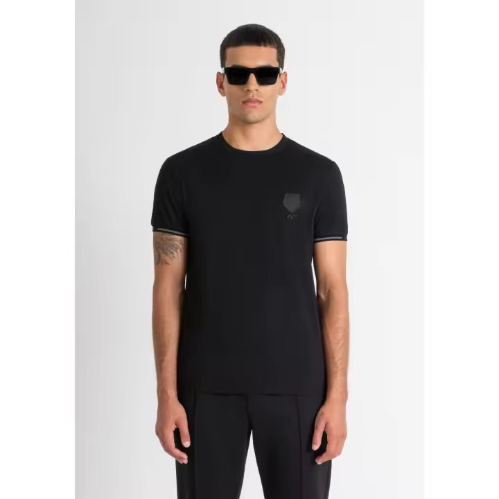 CAMISETA ANTONY MORATO SLIM FIT MINILOGO NEGRA - 1