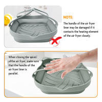 Parrilla De Silicona Para Air Fryer 20cm Con Manija Mold De Hornear Cuadrado Plegable Accesorios De Cocina Ecológicos - details 7
