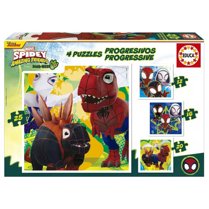 Puzzle Progresivos Dino Spidey 12+16+20+25  piezas (Educa 20343) - 1