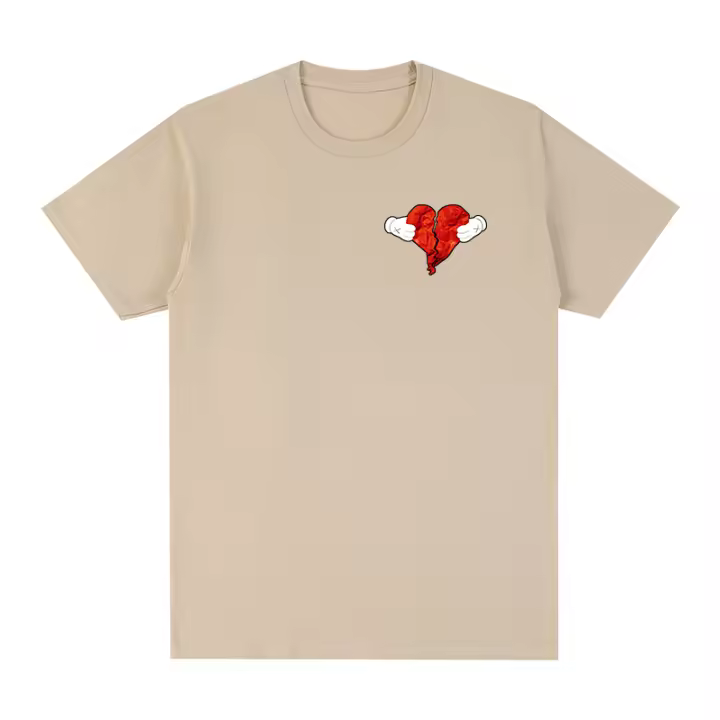 Camiseta Hip Hop Corazón Kanye West Vintage Algodón Para Hombres Y Mujeres Camiseta Casual De Cuatro Estaciones - 1