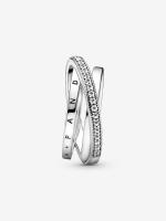 Pandora - Anillo de Triple Band con Pavé Cruzado-Plata de Lei - details 2