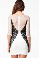 Vestido blanco y negro, patrón adelgazante, L/M. Vestido de encaje marca generica - details 2