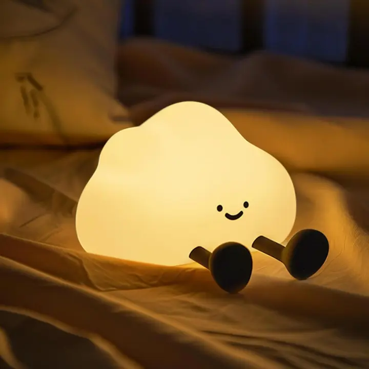 Nube de Silicona con Luz Nocturna, Lámpara LED tactil Regulable, Luz de Noche Recargable con USB, Luz Esponjosa PARA LA Guardería, Decoración del Dormitorio Infantil y Regalos(Cloud) - 1