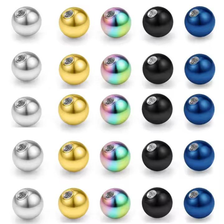 10pcs De Juego De Bolas De Cirugía Estética En Acero Inoxidable Para Piercing Labret Labio Arrugado Nariz Barba Orela Nariz Bocina Cuerpo Colores Mixtos 3mm-5mm - 1