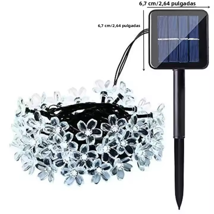 Luces De Cadena Solar De Sakura 5M Lámpara De Flor De Cerezo LED Para Decoración De Jardín Y Fiestas Bodas Exterior - 1