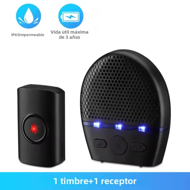 Campana De Puerta Inalámbrica Camluxy Impermeable Con Luz LED Y Alarma De Seguridad Para Exteriores Buzzer De CasaBienvenido 300M Control Remoto - 1