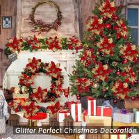 50/3pcs Flores De Navidad Plateadas Y Plateadas Artificiales Poinsettia De 14cm Adorno De Árbol De Navidad Decoración De Hogar Para Año Nuevo - details 11